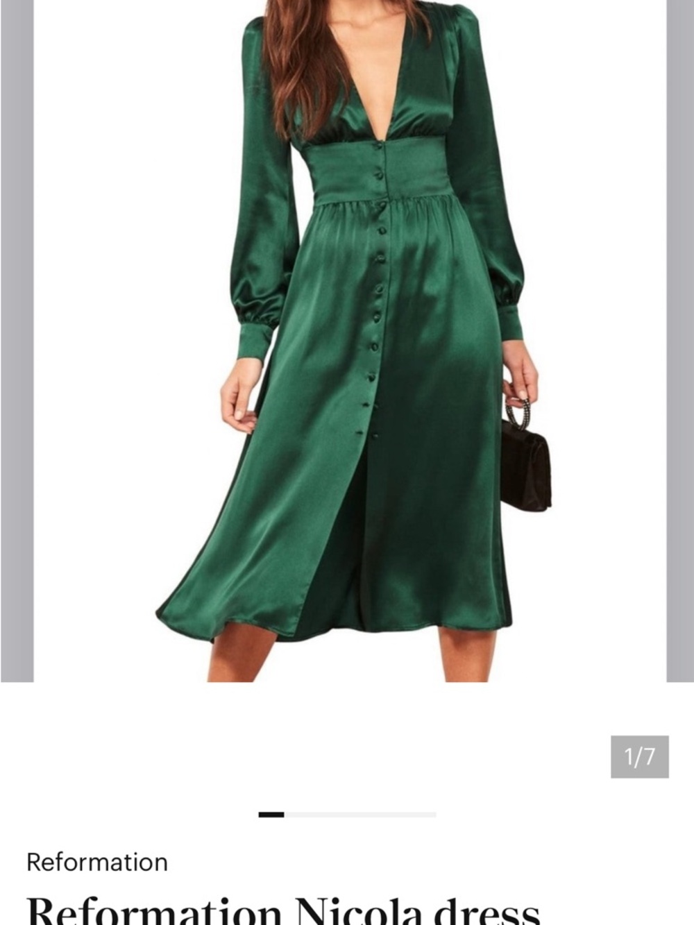 Reformation Satin Midi Dress in Emerald